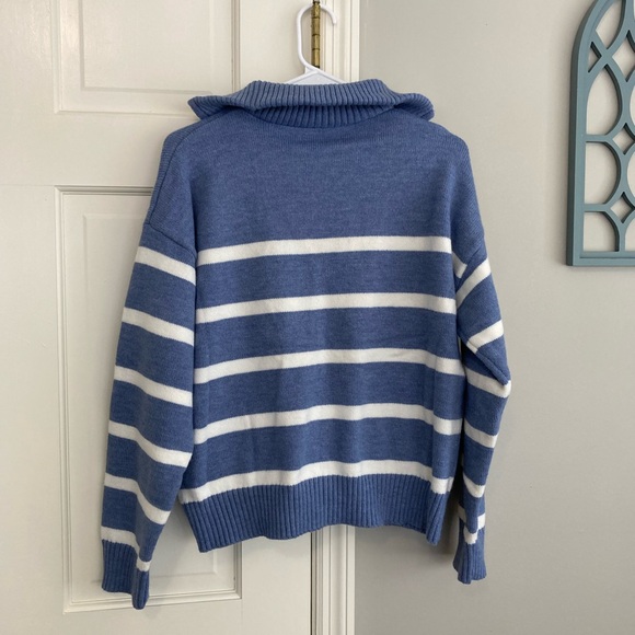 SHEIN Blue and White Striped Sweater - Picture 2 of 3